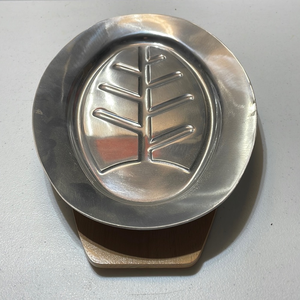 Vintage meat platters with wooden holder. Made in Japan